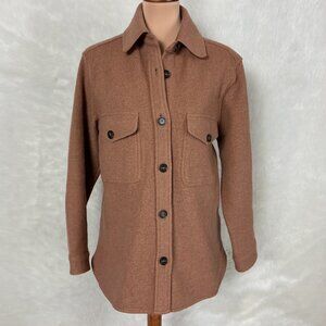 Amente Los Angeles Textured Brown Boiled Wool Cotton Shirt Jacket XS/S